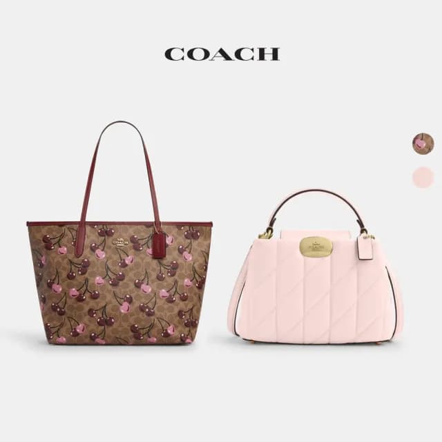 【COACH】蔻馳官方直營 CITY經典Logo櫻桃印花托特包 托特手袋(CY691/CY719)