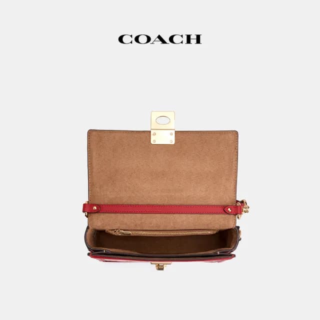 【COACH】蔻馳官方直營 HUTTON經典Logo單肩手袋-IM/紅寶石色(CZ491)