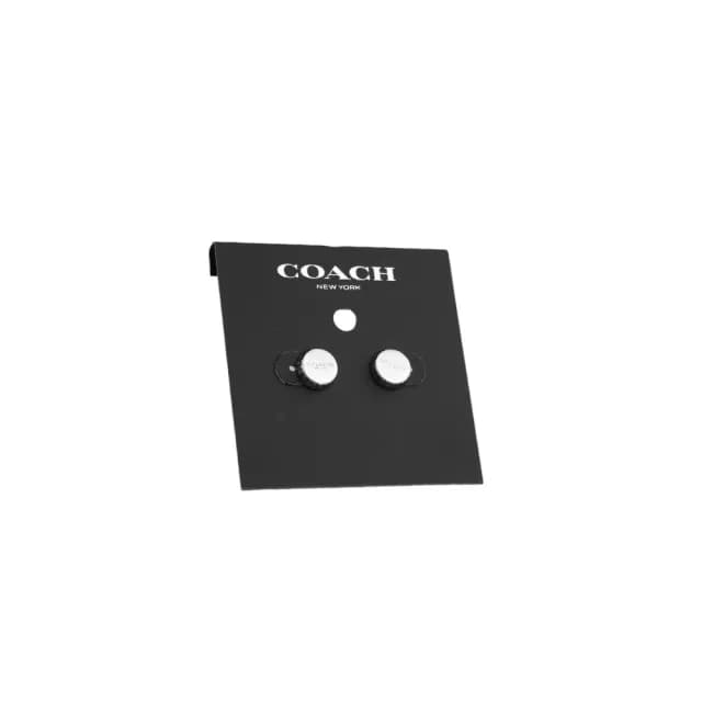 【COACH】Logo 刻印瓶蓋造型針式耳環(銀色)