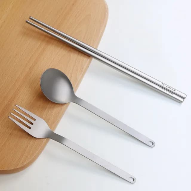 【Just Home】純鈦極輕量筷子/叉子/湯匙餐具2件組-3款可選(湯匙/餐匙/筷子/餐具/登山餐具/露營餐具)