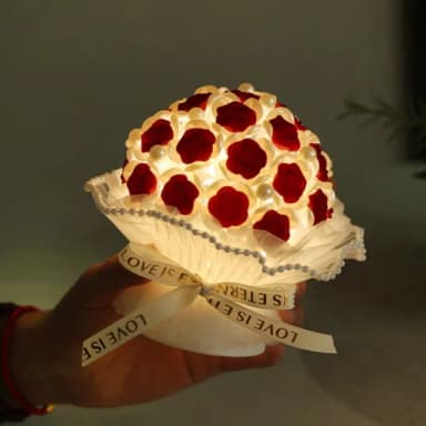 【浪漫花朵】植絨玫瑰花小夜燈材料包(DIY 玫瑰花束 情人節禮物 生日禮物 女友 閨蜜 七夕 氛圍燈 氣氛燈)
