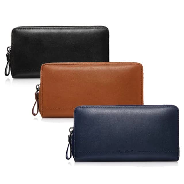 【pierre cardin 皮爾卡登】真皮男用長夾-3色(RFID防盜皮夾 88親節禮物 男包)
