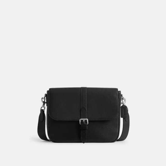 【COACH】蔻馳官方直營 WARNER郵差包 騎行手袋 騎行包 斜背包-黑色(CW215)