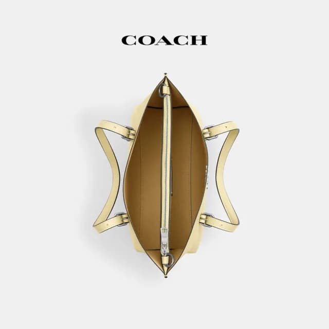 【COACH】蔻馳官方直營 MOLLIE 經典Logo25號托特手袋-SV/乾草色(CAL50)