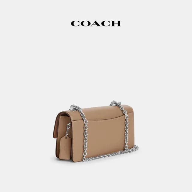 【COACH】蔻馳官方直營 ELIZA翻蓋斜背手袋-SV/灰褐色(CP008)