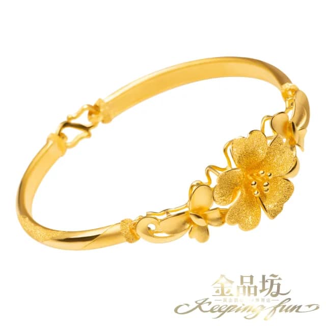 【金品坊】黃金手鍊花環蝶心手環 5.08錢±0.03(純金999.9、黃金手鍊、黃金手環)
