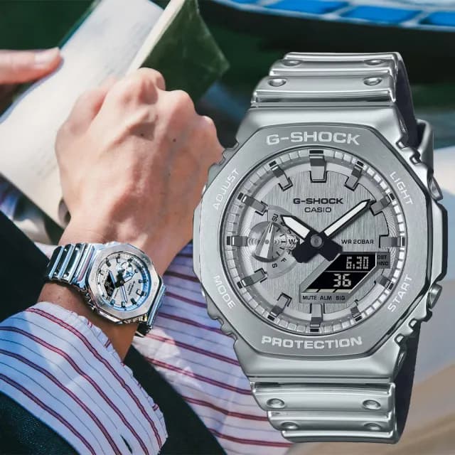 【CASIO 卡西歐】G-SHOCK 多功能雙顯腕錶 七夕 情人節 禮物 送禮 推薦(GM-2100YM-8A)