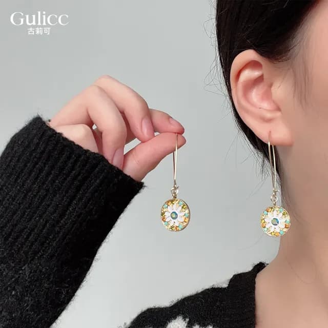 【Golicc】耳環 復古巴洛克 彩繪耳墜(七夕 情人節 生日 飾品 耳釘 耳飾 耳墜 禮物)
