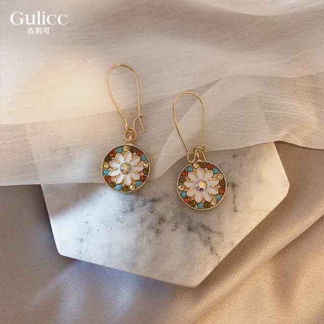 【Golicc】耳環 復古巴洛克 彩繪耳墜(七夕 情人節 生日 飾品 耳釘 耳飾 耳墜 禮物)