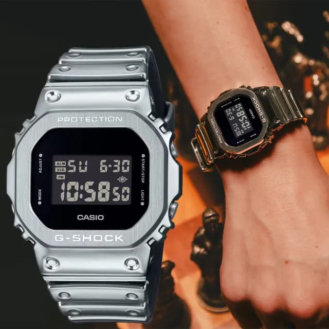 【CASIO 卡西歐】G-SHOCK 金屬錶殼x矽膠錶帶 多功能電子腕錶 父親節 禮物 送禮 推薦(GM-5600YM-8)
