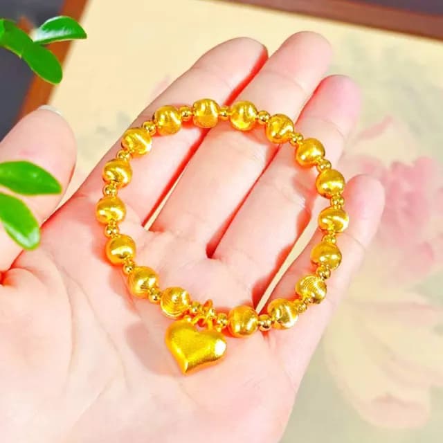 【LEESA】沙金手串\黃金猫眼石\轉運珠手串\愛心手鍊\手串\手飾\招財\高級感\百搭飾品\禮物