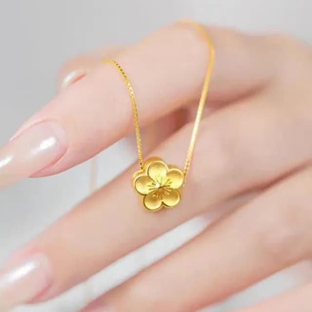 【Penny珮妮】黃金999迷你桃花吊墜項鍊(母親節 交換禮物 送女友 送閨蜜 生日禮 情人節 尾牙 新年 結婚)