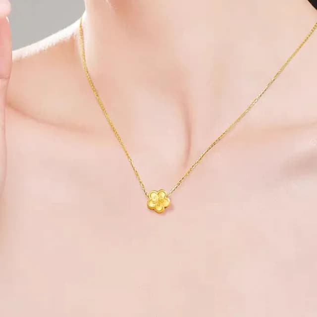 【Penny珮妮】黃金999迷你桃花吊墜項鍊(母親節 交換禮物 送女友 送閨蜜 生日禮 情人節 尾牙 新年 結婚)