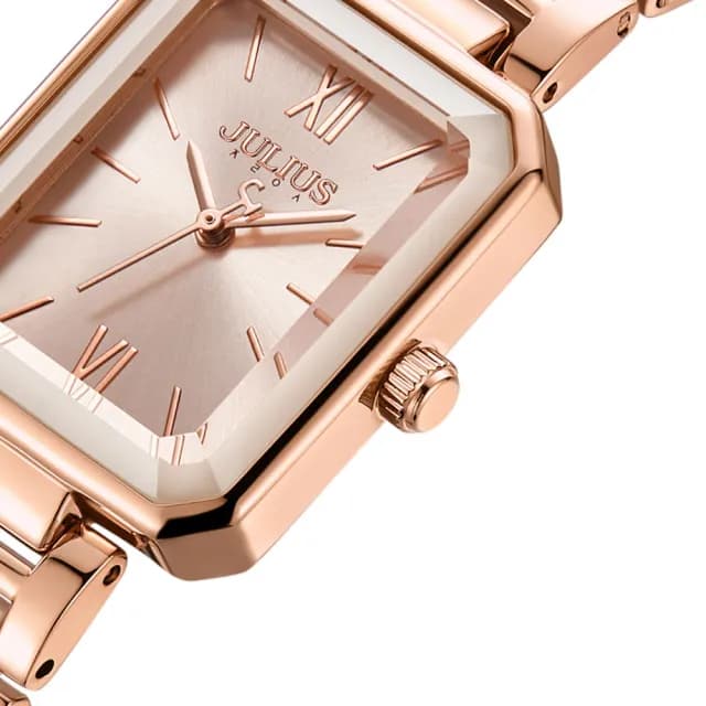 【JULIUS 聚利時】巴洛克之旅 陶瓷鍊帶方形腕錶 JA-1273(四色/23.5X28mm)