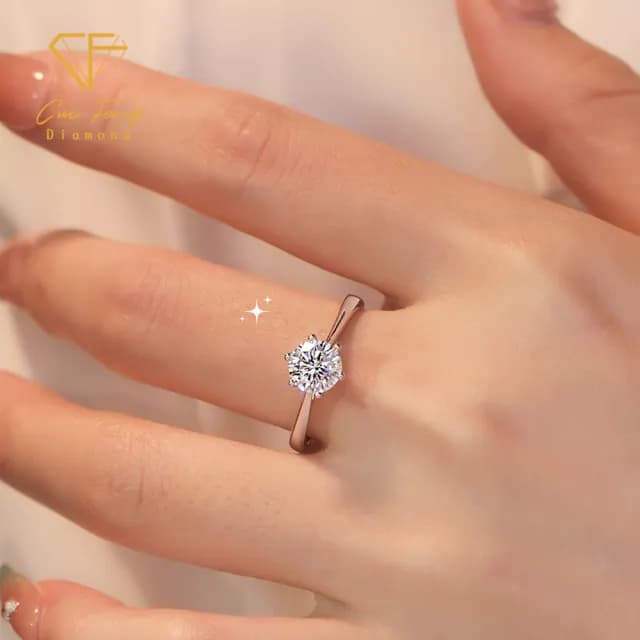 【CF鑽飾】戒指 莫桑鑽《經典六爪》(1克拉 七夕 女戒 鑽戒 禮物送禮 求婚  生日)