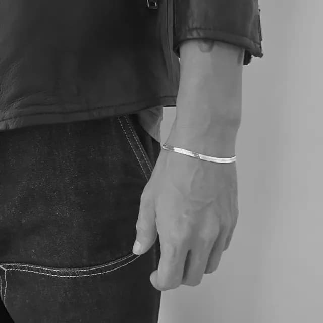 【CReAM】Huba不鏽鋼蛇鍊扁鍊中性男性手環手鍊(生日 禮物 送禮 禮盒)