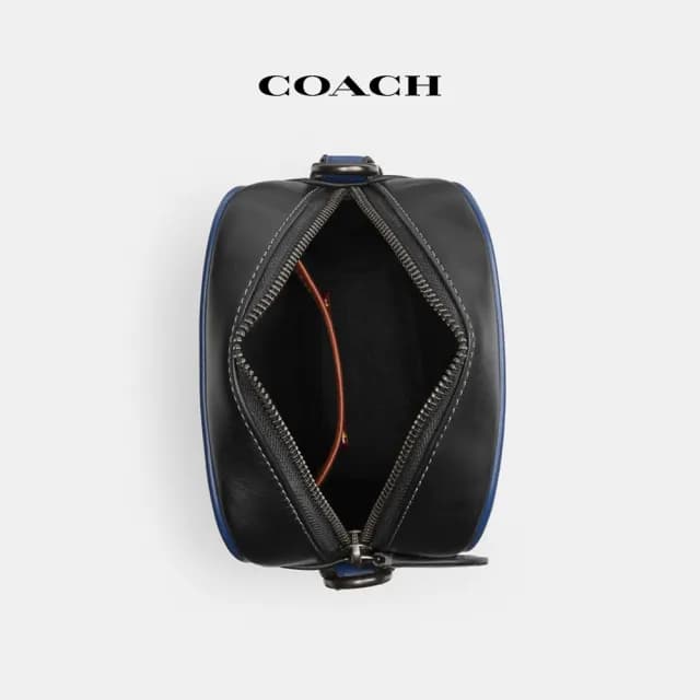 【COACH】蔻馳官方直營 HITCH撞色經典Logo斜背手袋 斜背包 側背包 斜挎包-混合黑色(CW462)