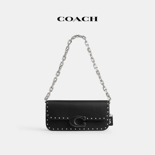 【COACH】蔻馳官方直營 IDOL 鉚釘23號手袋 單肩背 斜背包 側背包-LH/黑色(CU038)