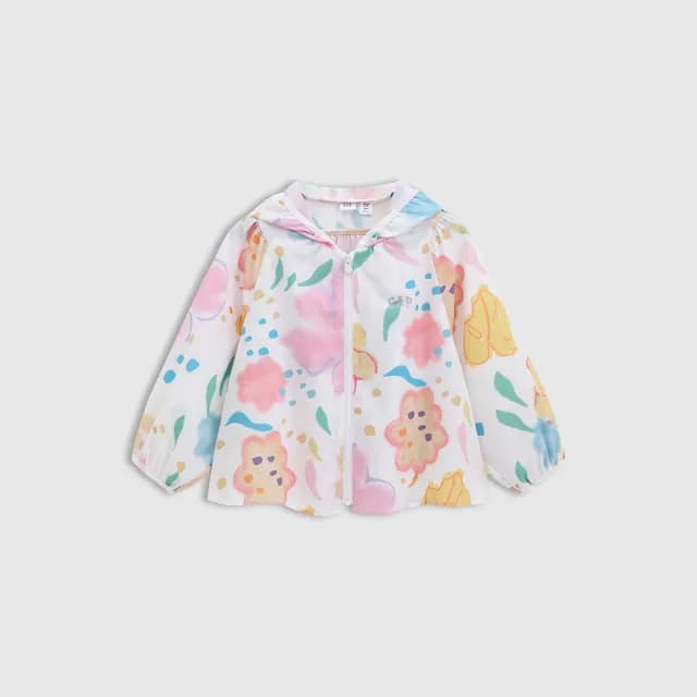 【GAP】女童裝 Logo印花防曬連帽外套-彩色(766444)