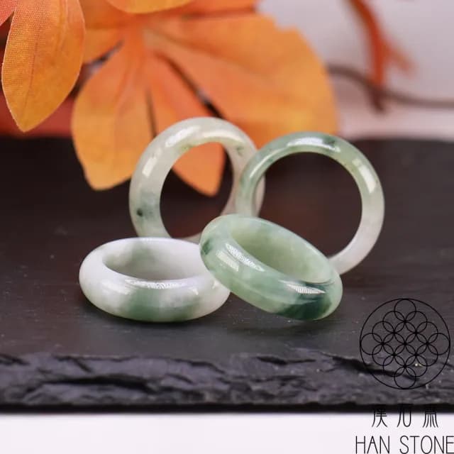 【漢石齋】情人節禮物 天然翡翠A貨 全玉戒指 飄花種(版寬隨機出貨)