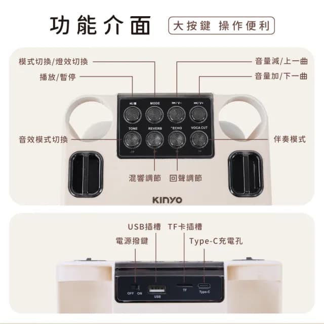 【KINYO】經典K歌藍牙喇叭/無線麥克風*2(KY-2040)