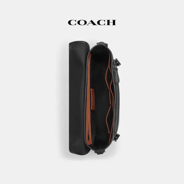 【COACH】蔻馳官方直營 LEAGUE經典Logo騎行手袋-炭黑色/黑色(CU369)