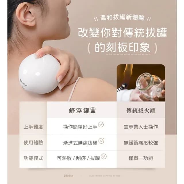 【3ZeBra 三隻斑馬】舒浮罐︱智能負壓刮痧拔罐器(電動拔罐器 刮痧滑罐按摩 父親節禮物)
