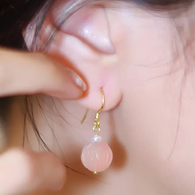 【LEESA】蓮花珠\耳飾\小眾設計\珍珠耳環\造型耳環\新中式\高級感\穿搭\配飾\耳環女\南紅瑪瑙\保山南紅