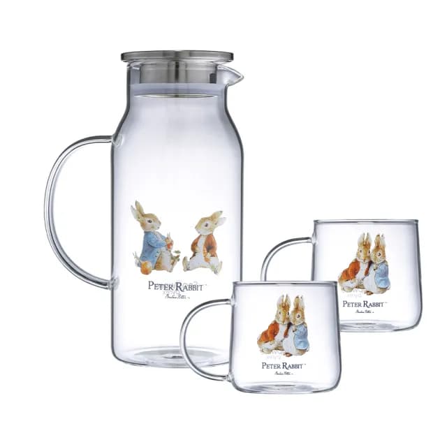 【CorelleBrands 康寧餐具】比得兔耐熱玻璃壺一壺兩杯(1750mlx1+500mlx2)