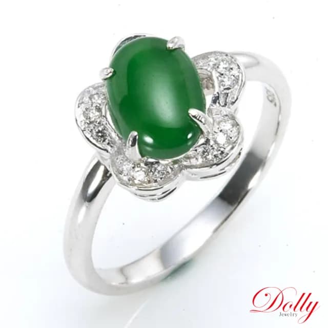 【DOLLY】14K金 緬甸冰種老坑綠翡翠鑽石戒指(母親節 長輩送禮 交換禮物首選)