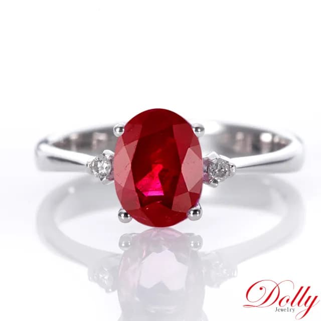 【DOLLY】18K金 緬甸紅寶石鑽石戒指-013(母親節 長輩送禮 交換禮物首選)