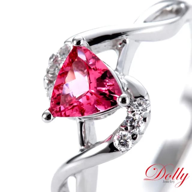 【DOLLY】18K金 天然豔彩霓虹尖晶石鑽石戒指(母親節 長輩送禮 交換禮物首選)