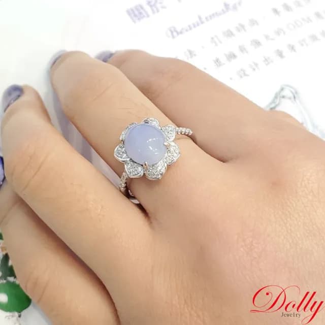 【DOLLY】14K金 緬甸紫羅蘭A貨翡翠鑽石戒指(母親節 長輩送禮 交換禮物首選)
