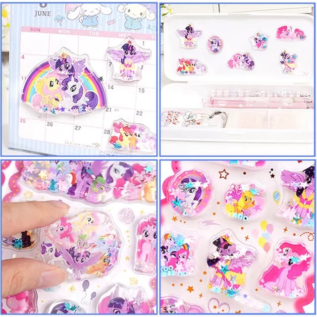 【TDL】彩虹小馬立體貼紙帶水搖搖貼紙玩具隨機2張 498355(生日禮物 聖誕節 平輸品)