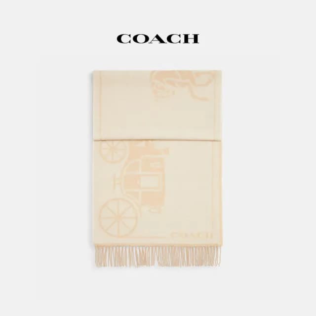 【COACH】蔻馳官方直營 經典Logo大尺寸圍巾-多色任選 線上限定(CU807/CU808)