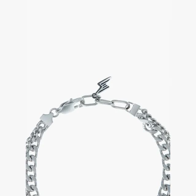 【agnes b.】Sport b. 雙層閃電鏈條手鍊(銀色)