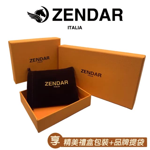 【ZENDAR】限量1折 頂級小牛皮十字紋18卡對開長夾 尼亞系列 全新專櫃展示品(七夕情人節禮物 送禮 男夾)