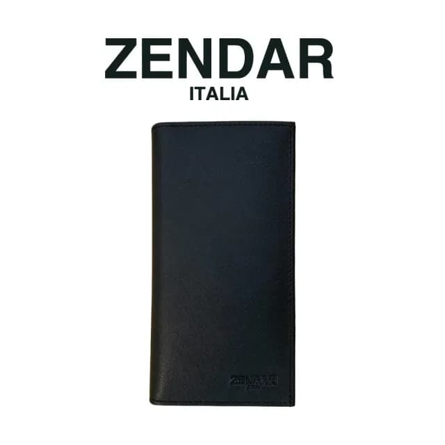 【ZENDAR】限量1折 頂級小牛皮十字紋18卡對開長夾 尼亞系列 全新專櫃展示品(七夕情人節禮物 送禮 男夾)