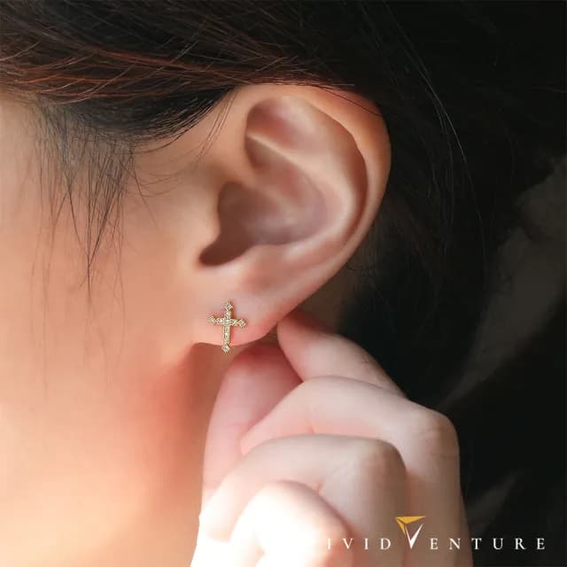 【Vividventure 亞帝芬奇】14K 10分 天然鑽石 鑽石 耳環 任選 恩典記號 NO.56(白K金色/玫瑰金色/黃K金色)