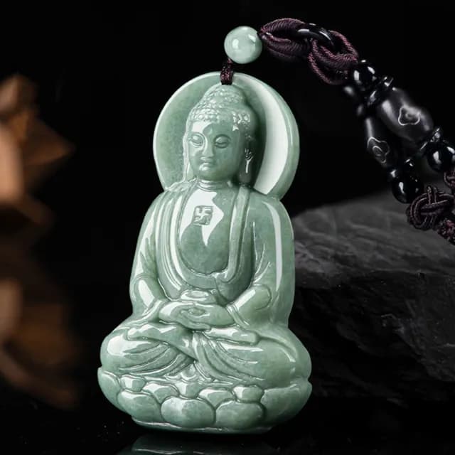 【LEEHER】翡翠項鍊/立體佛祖/阿彌陀佛/冰種玉石/吊墜/佛像/男女款/生日禮物/保平安/項鍊/佛牌項鍊/玉