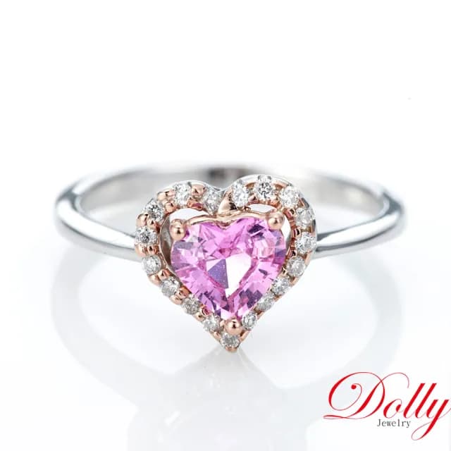 【DOLLY】18K金 無燒斯里蘭卡艷彩紫粉色藍寶石鑽石戒指(現貨 母親節 情人節 交換禮物首選)