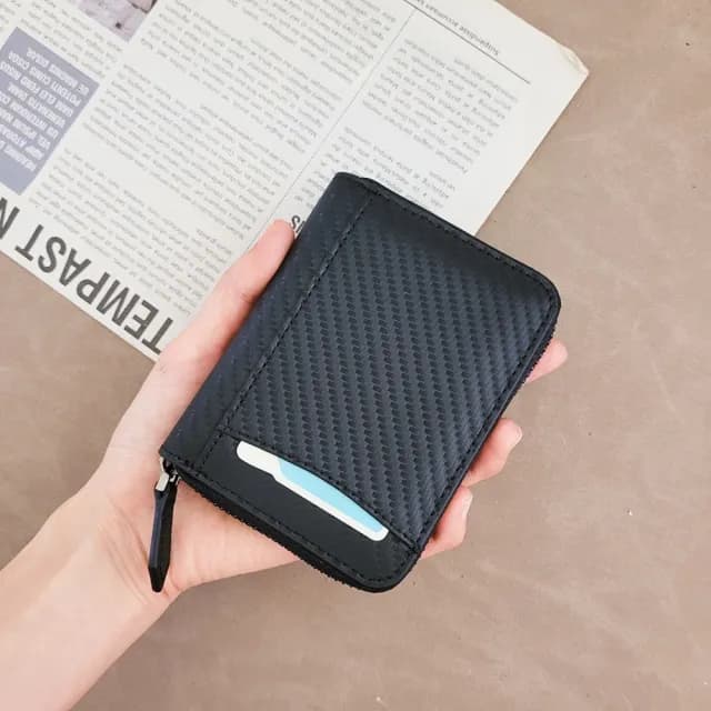 【玩皮工坊】父親節禮物 碳纖維牛皮大開口方塊零錢包LH1114(單色可選)
