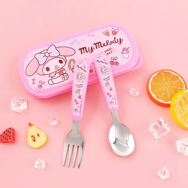 【優貝選】三麗鷗 酷洛米/美樂蒂/布丁狗/大耳狗/帕恰狗 兒童學習叉匙餐具套組(平輸品)