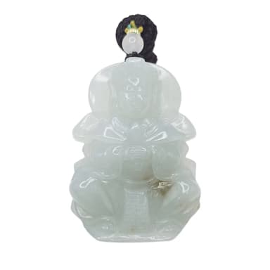 【新鵝娘翡翠】天然A貨翡翠 緬甸玉 老種藍底紅翡玉母娘娘 A7198059(翡翠玉母娘娘掛件)