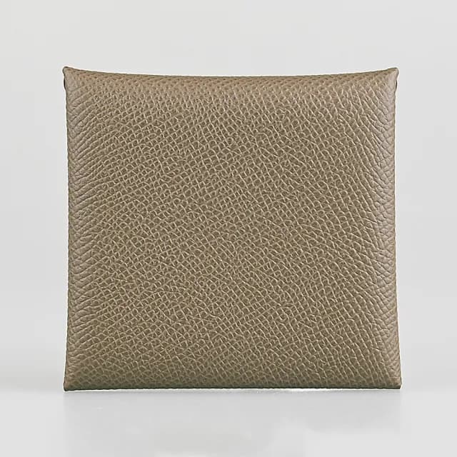 【Hermes 愛馬仕】HERMES Bastia系列方型釦式零錢包(大象灰)