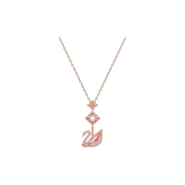 【SWAROVSKI 施華洛世奇】粉色 DAZZLING SWAN 項鍊(限 量 促 銷)