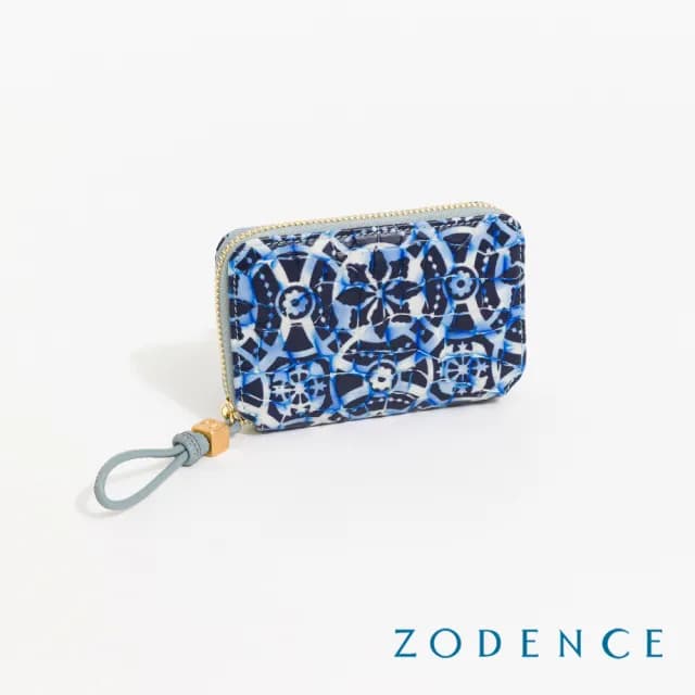 【ZODENCE 佐登司】LISBON進口真皮葡式花磚卡片零錢包(藍/真皮/2025新款上市/)