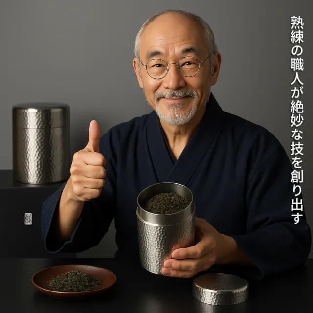 【TEA Dream】日式鍛冶匠人高品質密封槌目紋純錫茶葉罐(長輩禮盒 交換禮物)