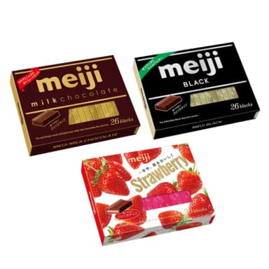 【Meiji 明治】牛奶巧克力/黑可可製品/草莓夾餡可可製品(26枚盒裝*6盒/箱)