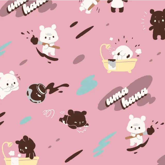 【uma hana】情人節禮物 黑白三熊大容量防水雙分隔的普普零錢包-2入組(零錢包/票卡包/防水包)